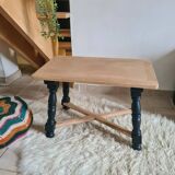 Vintage coffee table in raw oak and black