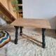 Table basse vintage chêne brut et noir