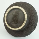 Fat lava vase schlossberg cer. 1970s brown with glossy red pattern no.64-25