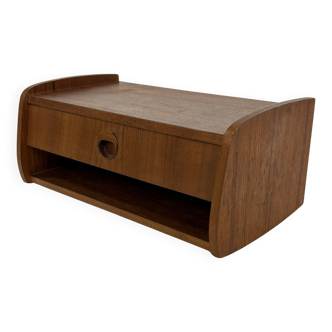 Vintage floating bedside table with one drawer, 1960s teak