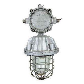 Industrial cast aluminium cage pendant light, 1970