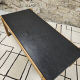 Table basse vintage 1970" bois ardoise