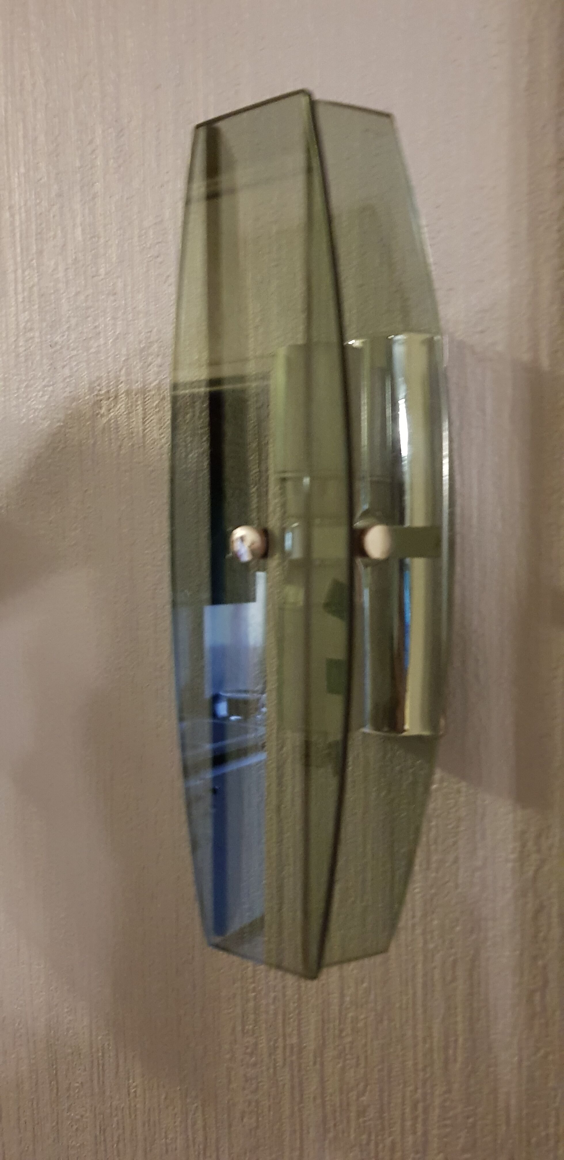 Wall light vintage UFO space age smoked glass and chrome pair