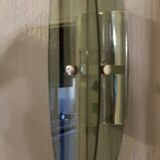 Wall light vintage UFO space age smoked glass and chrome pair