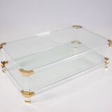 Table basse en plexiglass & laiton Charles Hollis Jones