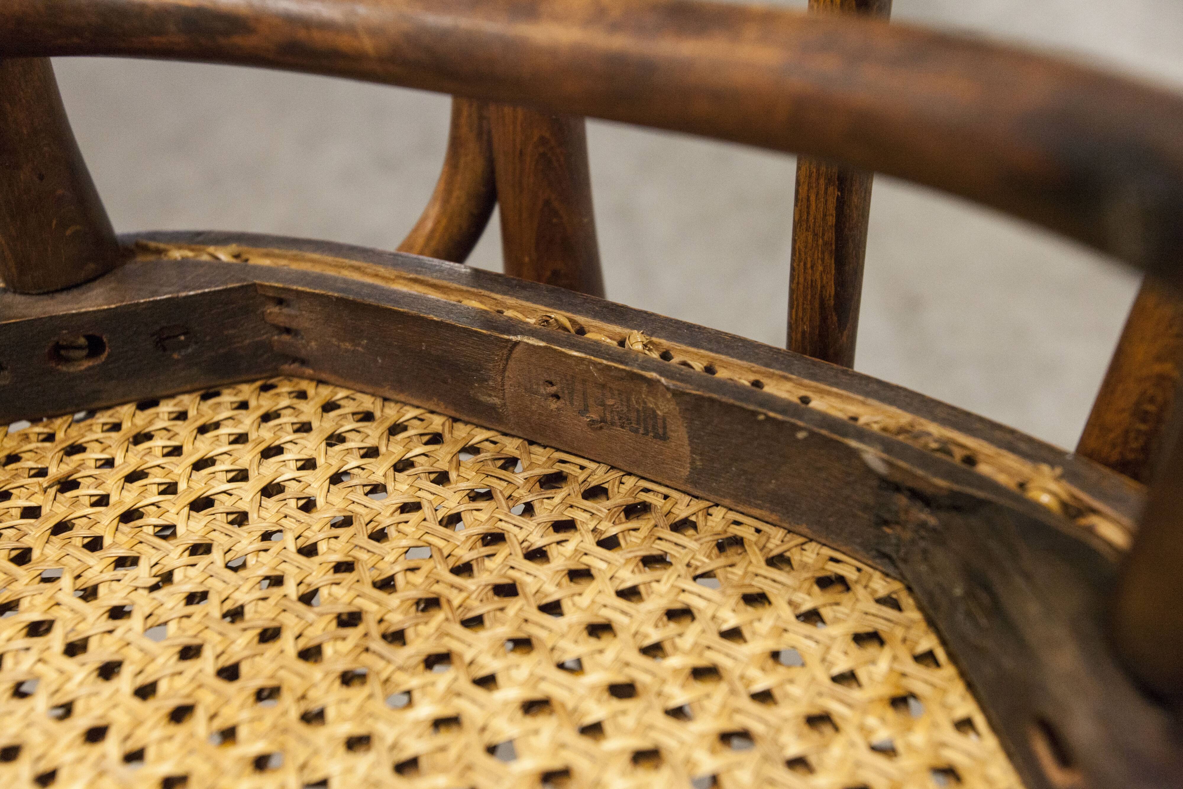 Pair of chairs bistrot Thonet Austria 1900 canning stamped