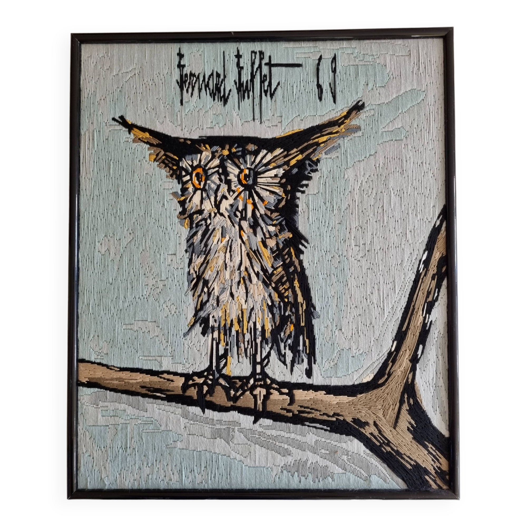 Tapestry after Bernard Buffet "the owl" 67 x 56 cm