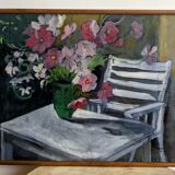 Painting bouquet of flower, watercolor and gouache, signed and dated 1971
