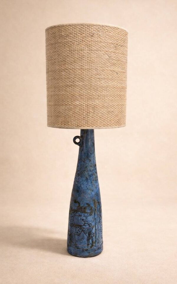 Jacques Blin - Grande lampe bouteille bleu