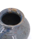 Blue ball vase in pyrite stoneware by Guy Baudat, 70s