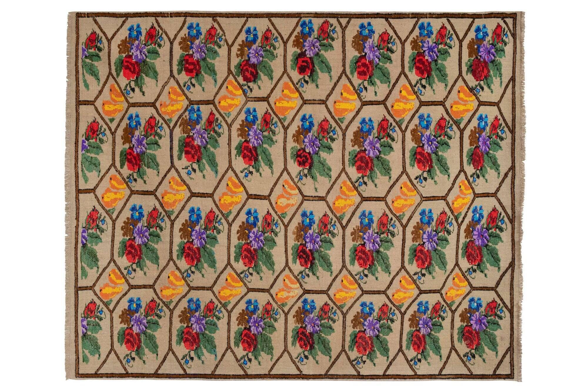 Vintage Turkish kilim handwoven 150x183 cm