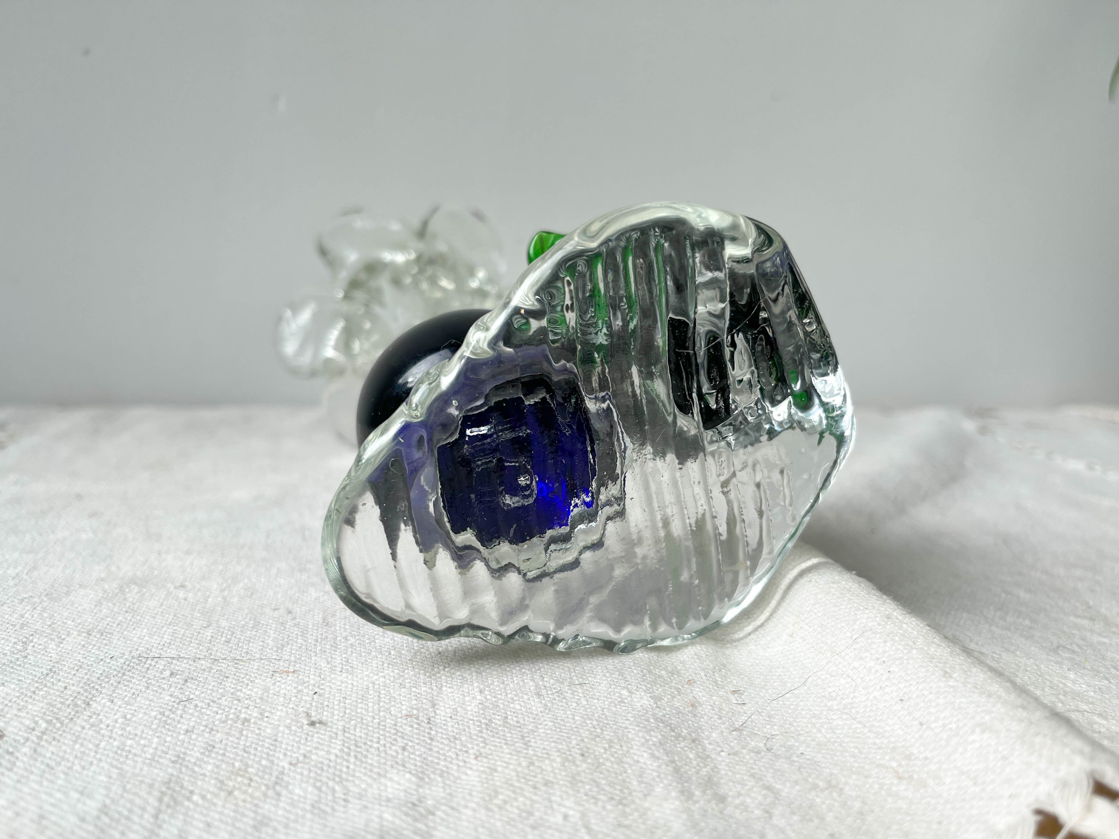 Blue red Murano glass vase with blown flower