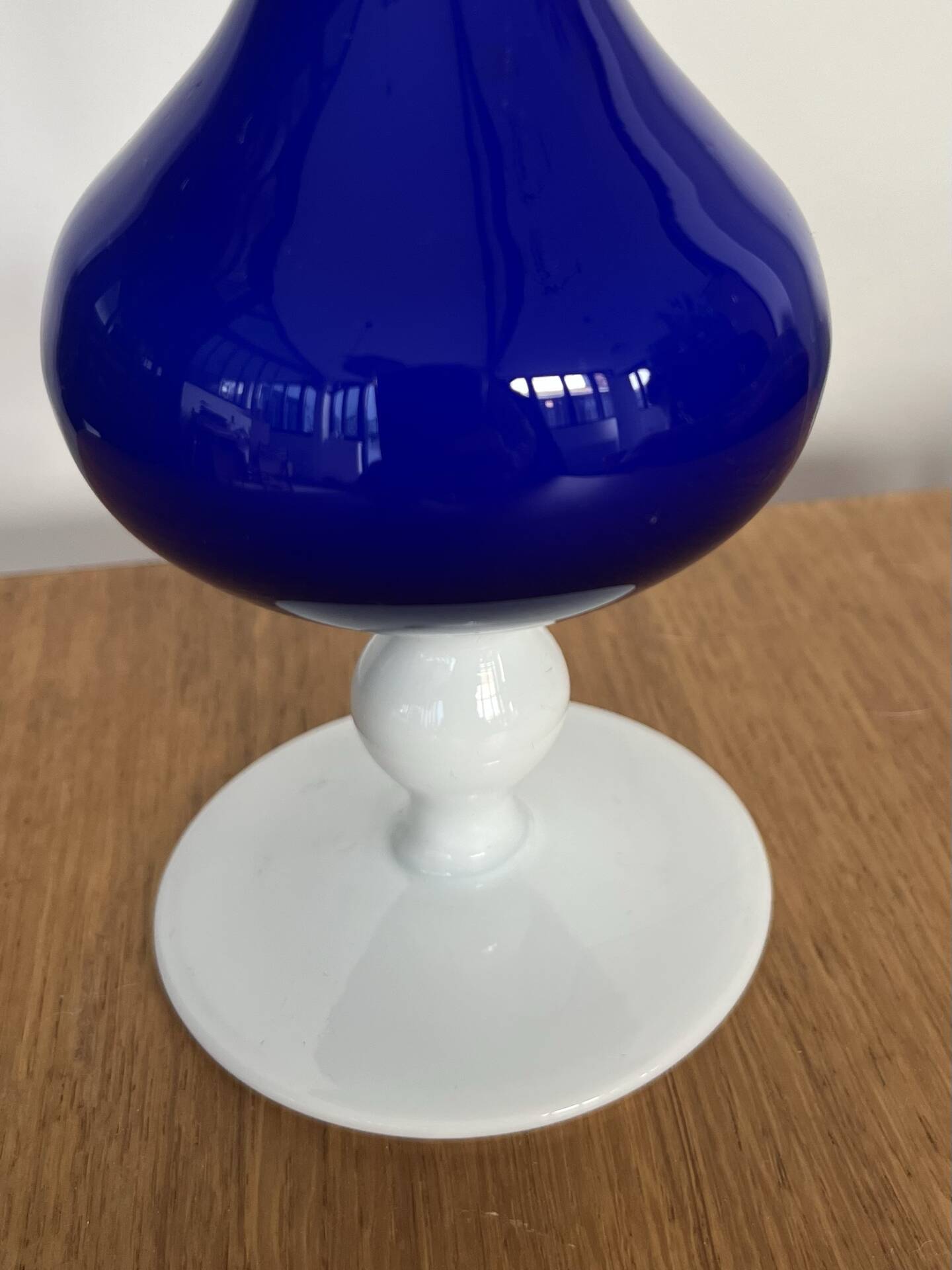 Vintage royal blue and white opaline soliflore vase