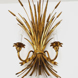 Gilded Italian Hollywood Regency metal wall lamp by Hans Kögl
