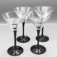 Set of 4 Luminarc cocktail glasses with black stem