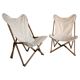 Chaises de jardin vintage en bois et toile blanche