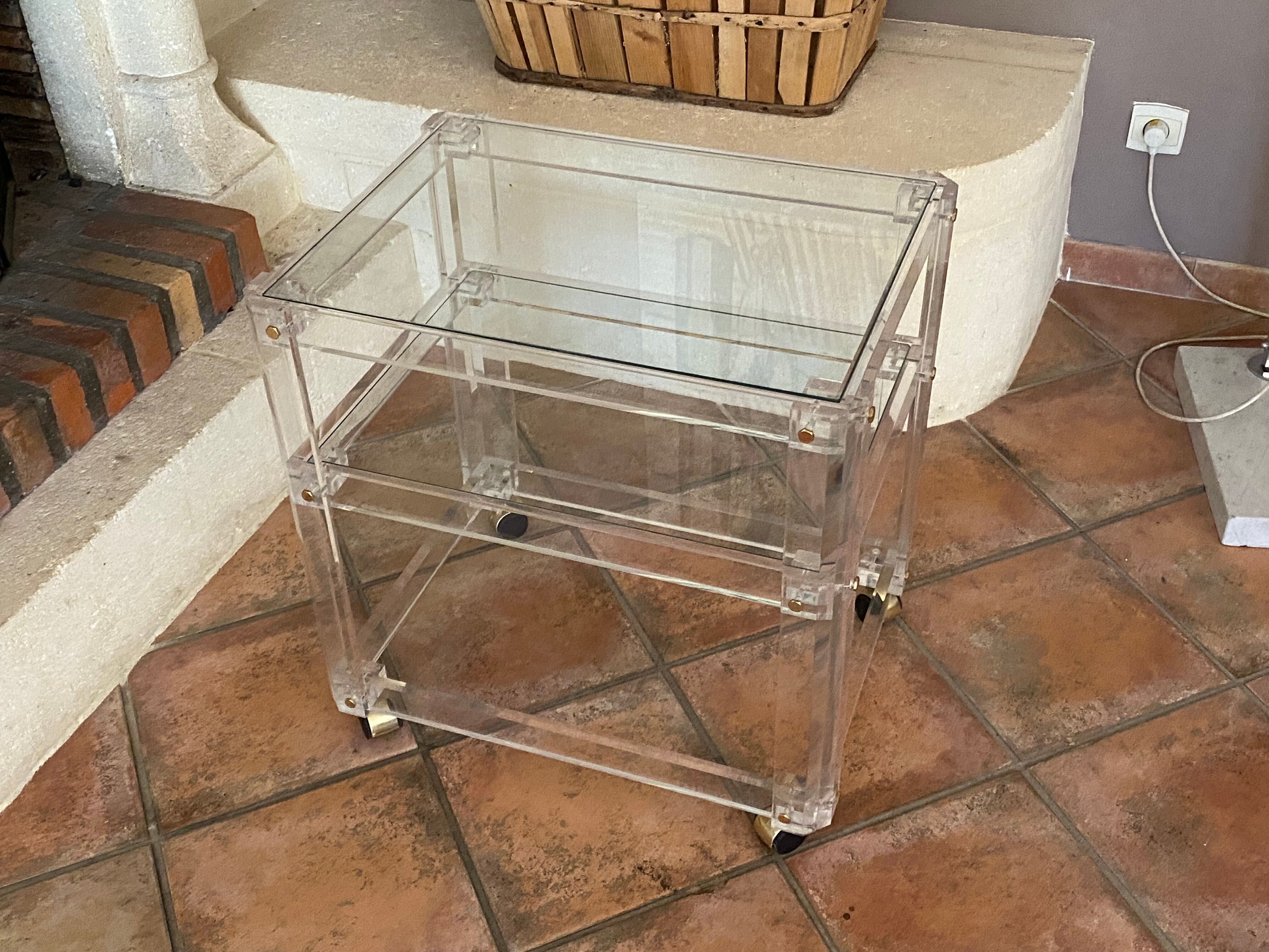 Coffee table Roche Bobois, 1970, plexiglass and glass