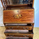 Antique Edwardian Bureau Bookcase with Inlaid Floral Detail – Early 20th Ce