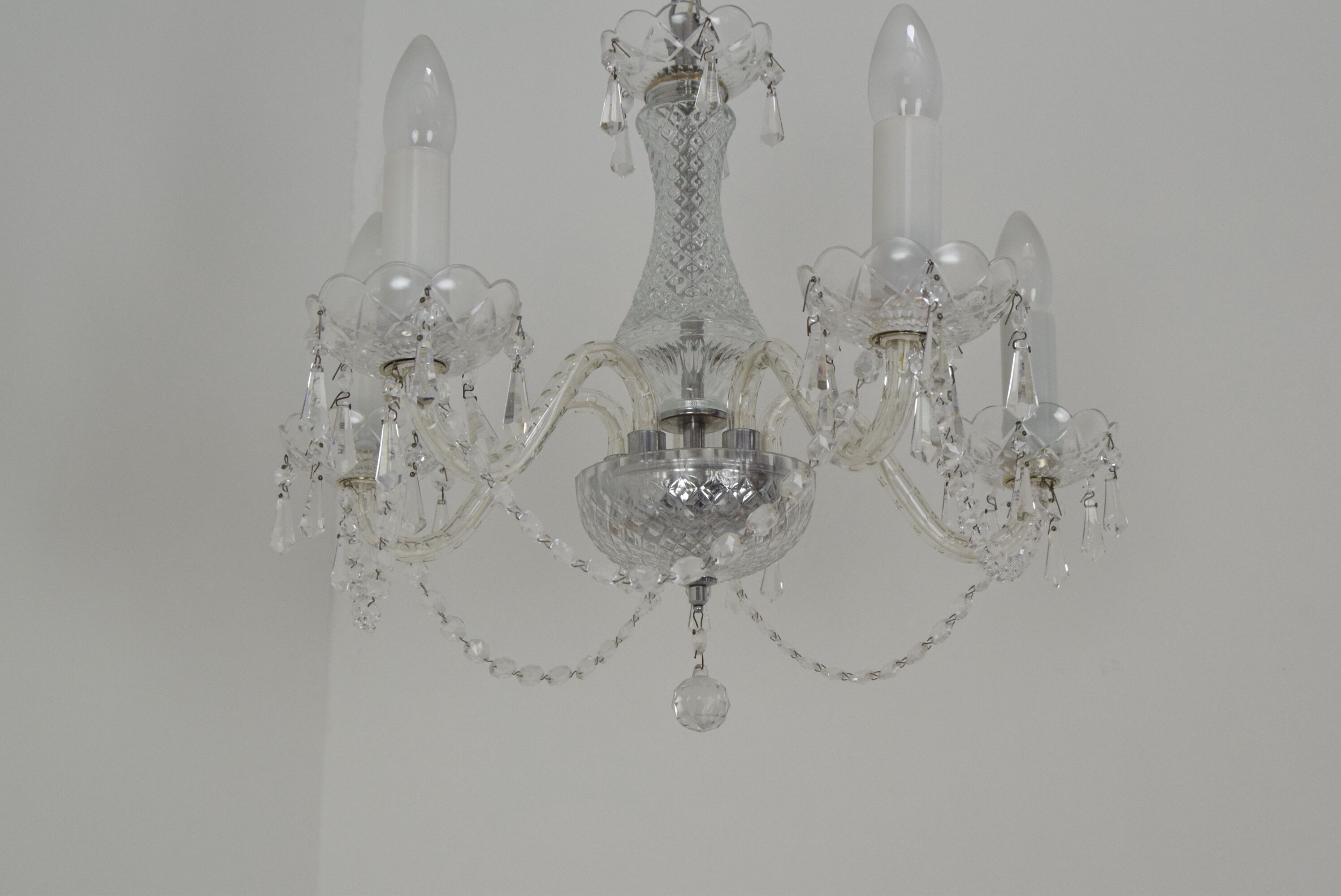Mid-century Crystal Glass Chandelier by kamenicky Senov,1960's.