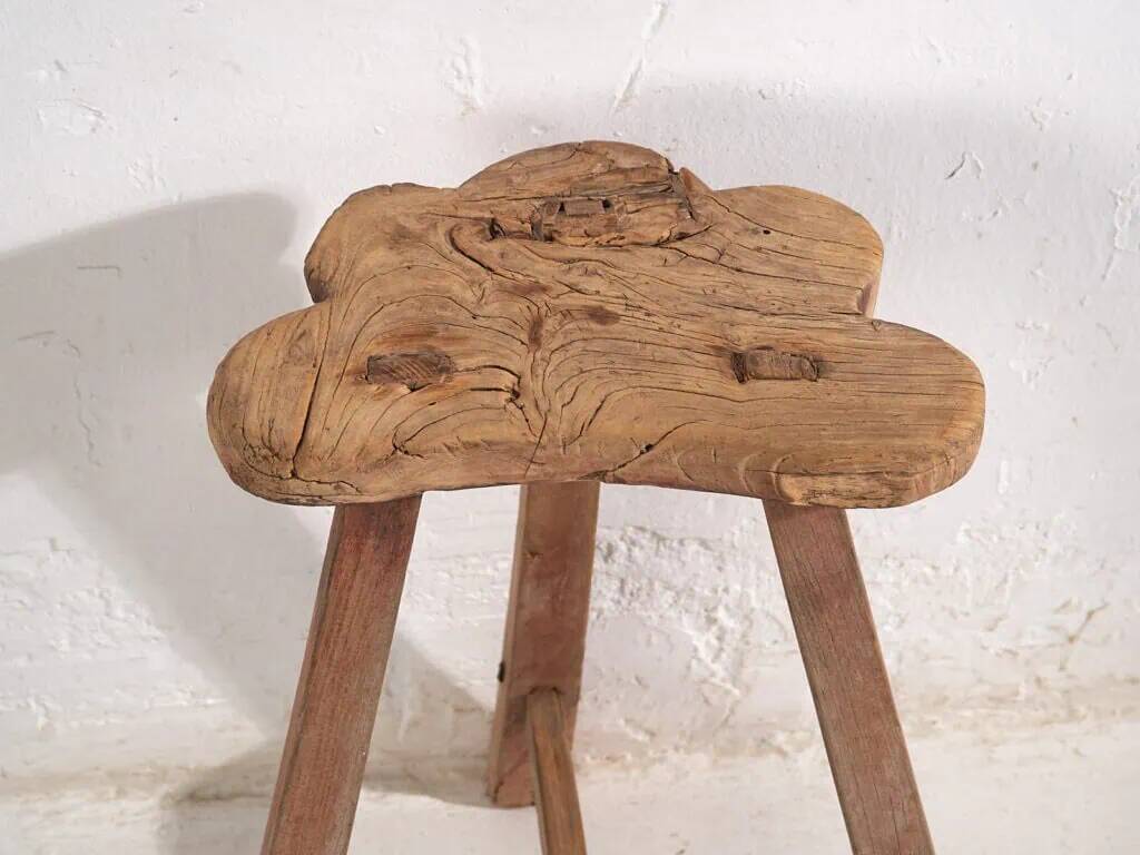Antique stool in wabi-sabi style (c.1900) #8
