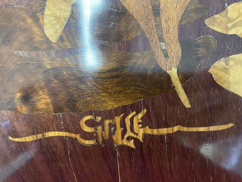 French Art Nouveau two-tier service table by Emile Gallé