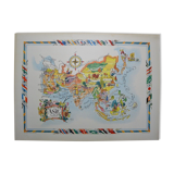 Illustrated map of Asia of Jacques Liozu world map