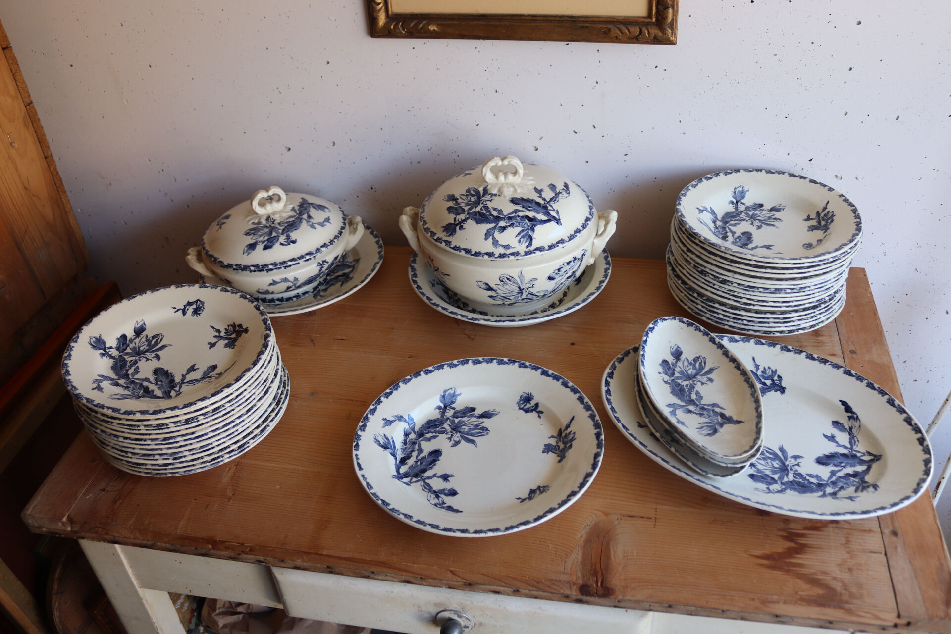 antique Gien service model Cactus in earthenware