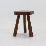 Artisan Stained Pine Stool France 1950s