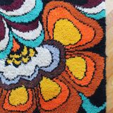1970s German Wool Rug with Pop-Art Floral Pattern