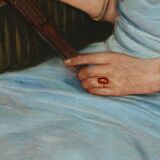 Grand portrait de jeune femme aux fleurs 1904, huile sur toile