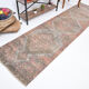 Faded brown & beige turkish runner rug 339x91cm