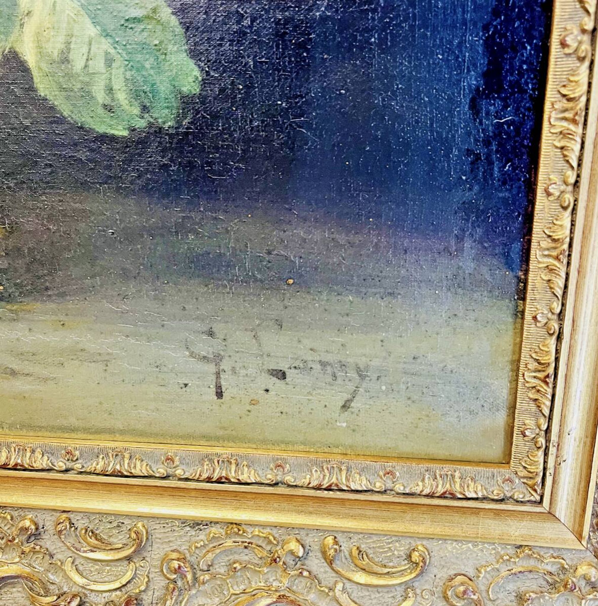Oil on canvas still life by G. Lamy (19th-20th century)