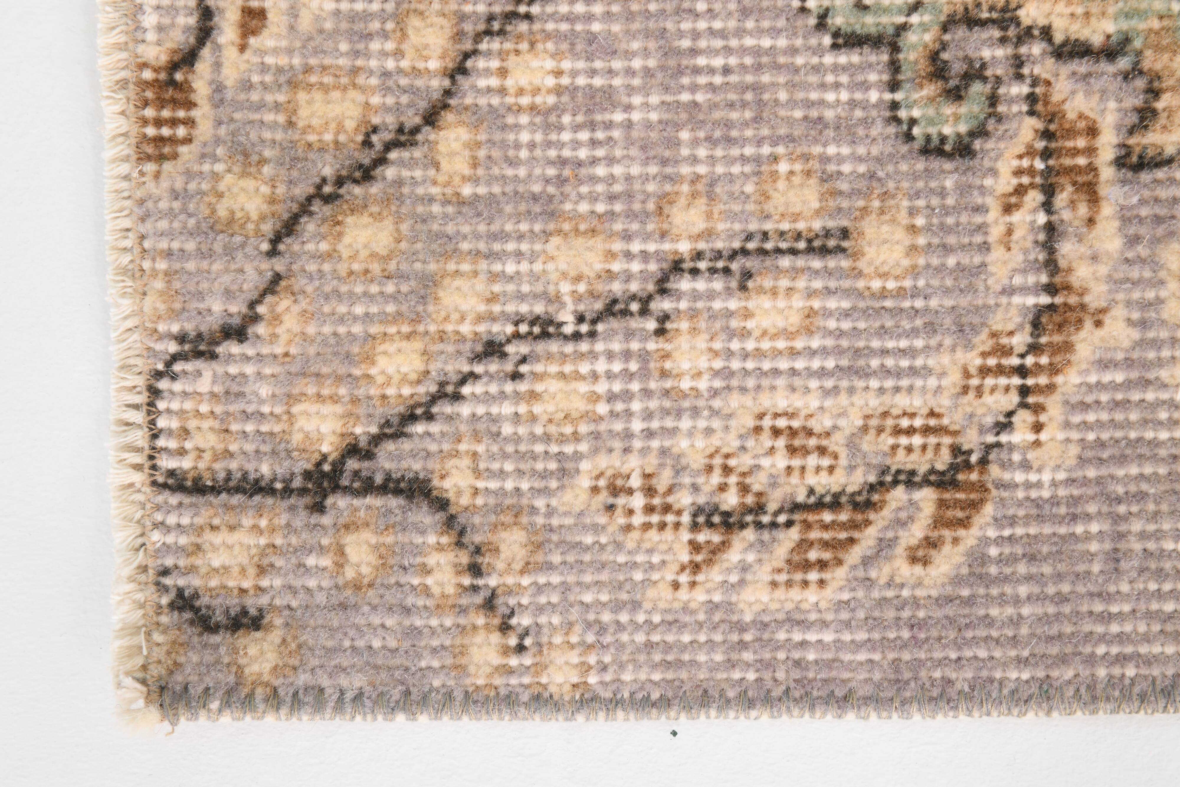 3x7 Cream & Brown Oriental Vintage Rug, 108x207Cm