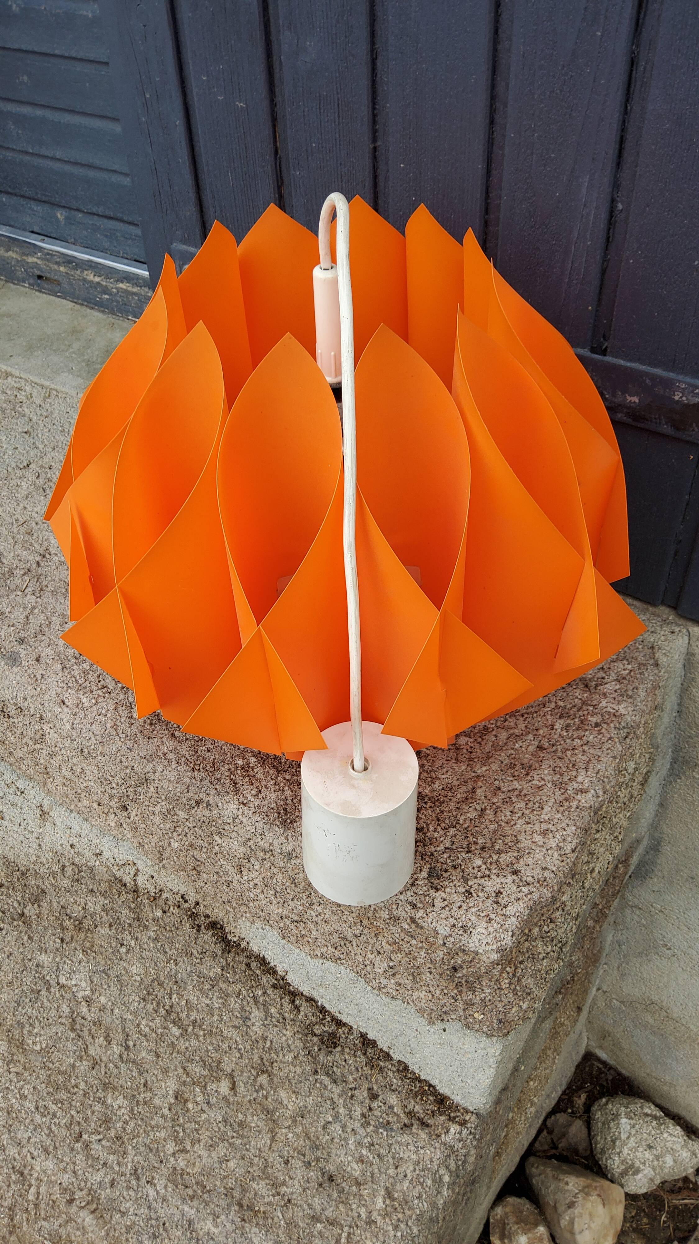 Suspension lamp by Lars Schioler butterfly model Hoyrup Light plastic editor orange 1968