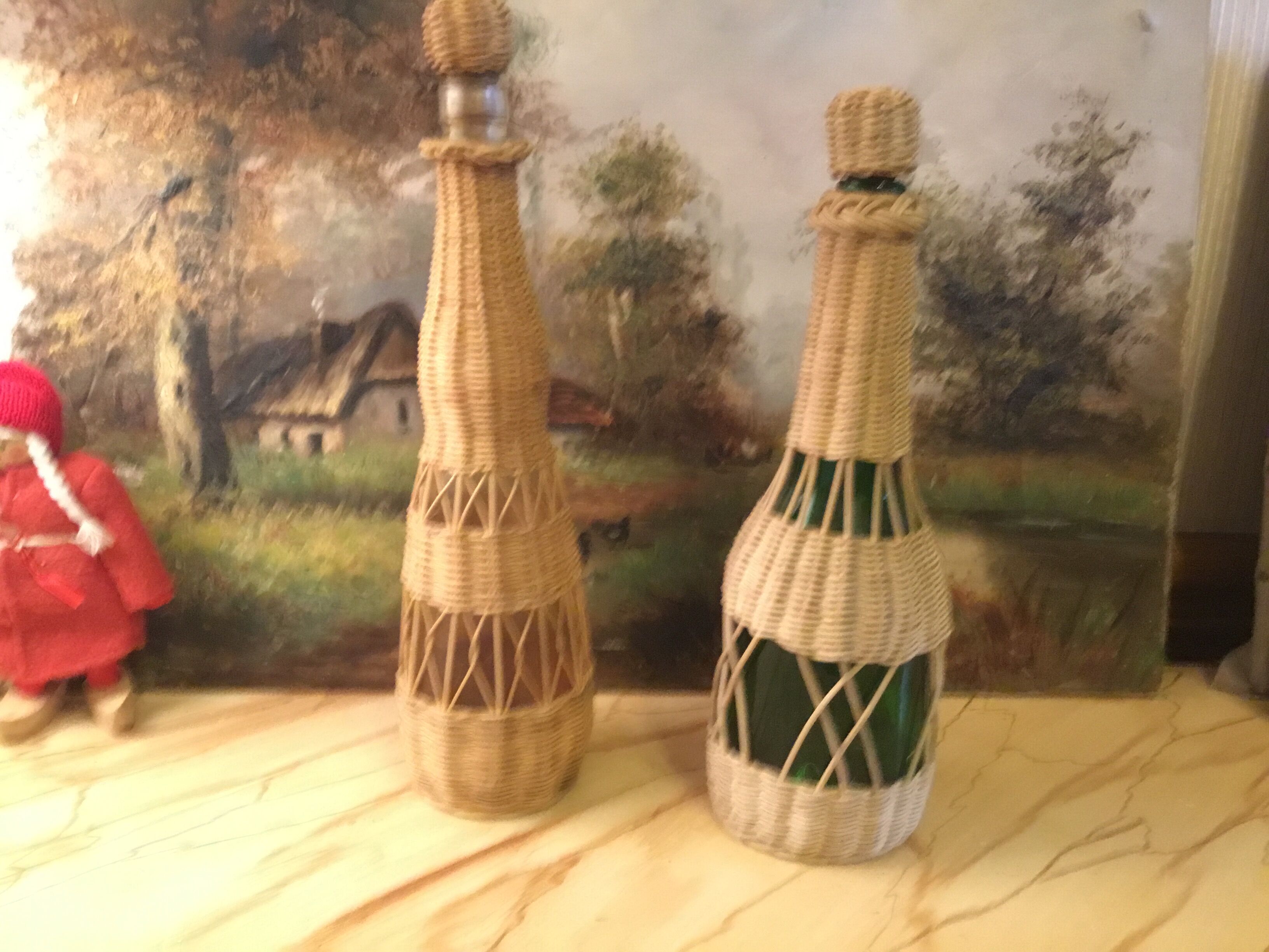 Vintage rattan bottle