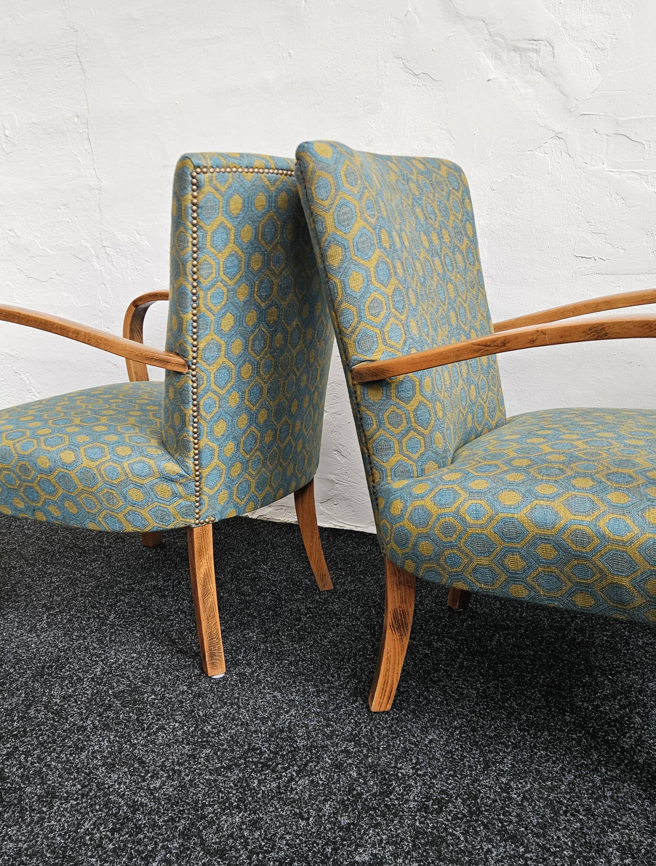 Fauteuils Art Déco et table Spider par Jindrich Halabala, 1940