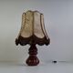 Lampe de table en céramique avec abat-jour en cuir cousu à la main, 1980