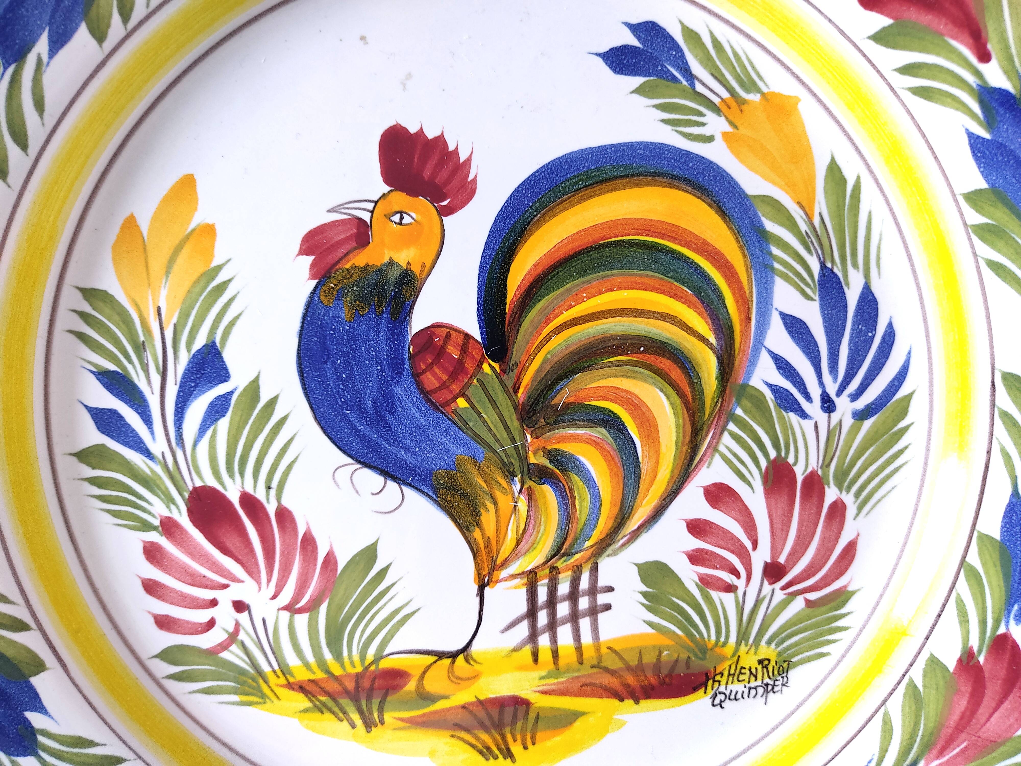 Henriot Quimper plate with rooster