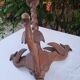 Antique lamp or candlestick, hand-carved, turned wood, Renaissance style
