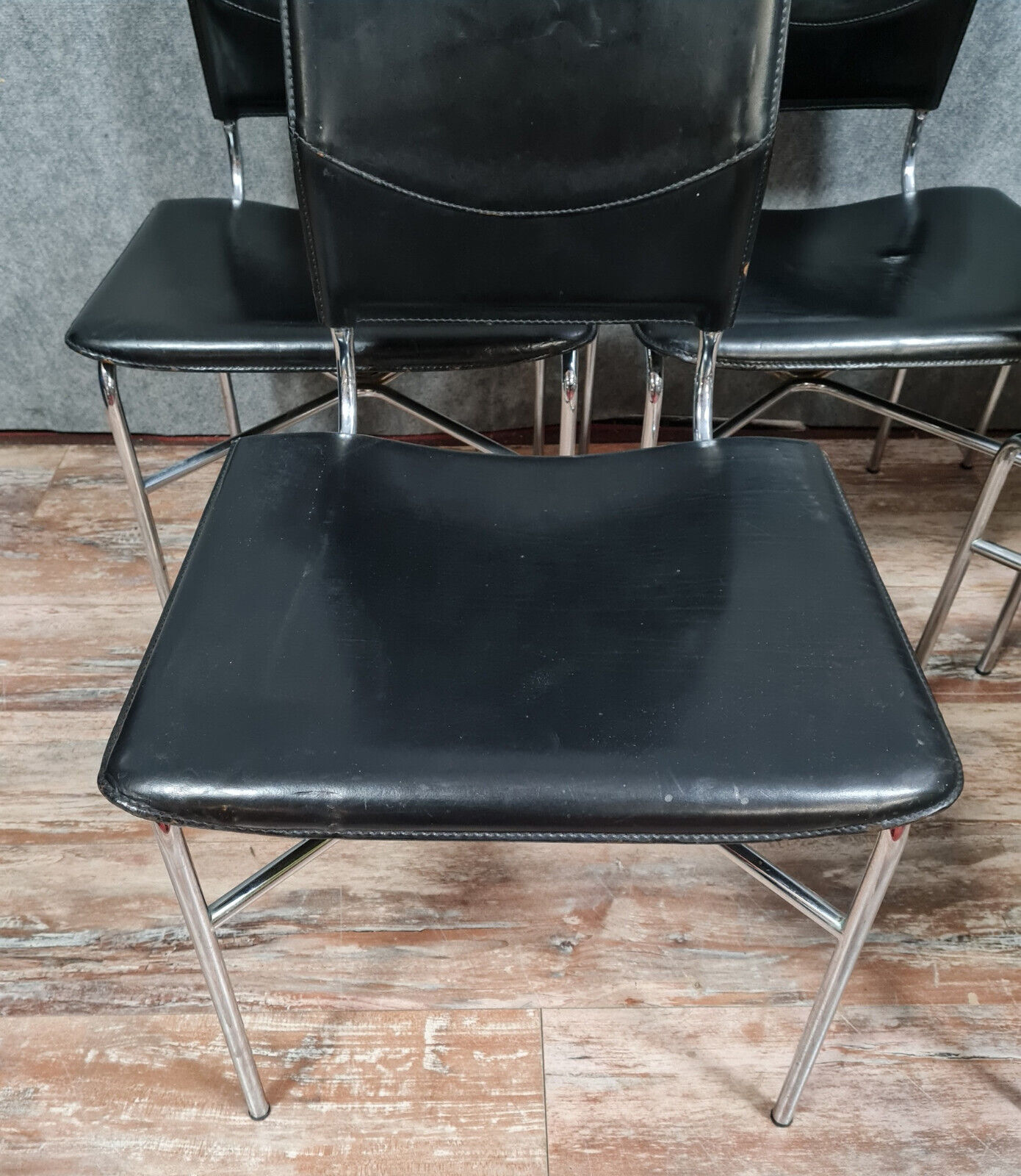 Series of 5 stamped chairs designed by Ross Litell for Matteo Grassi