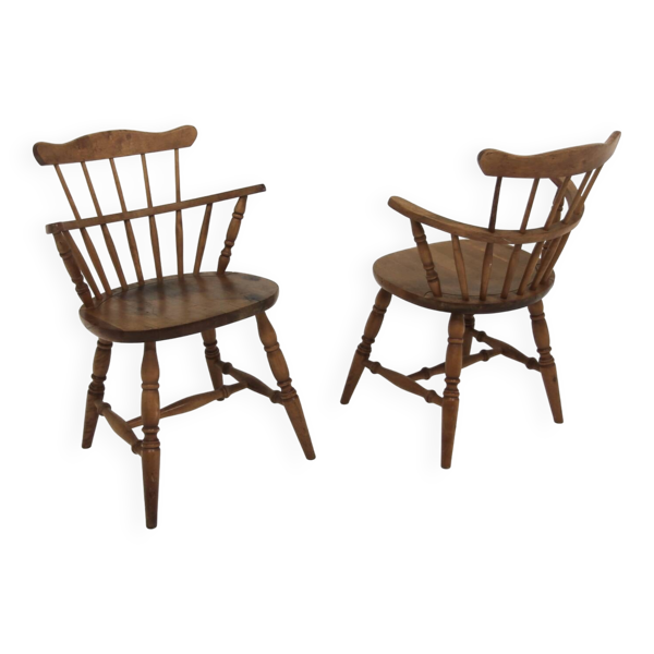 Set de 2 chaises scandinave en bouleau ''Pinnstolar'', Nesto, Nässjö, Suède, 1960