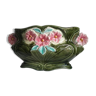 Jardinière ancienne en barbotine motif floral