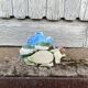 Old barbotine candle holder in the shape of a rose
