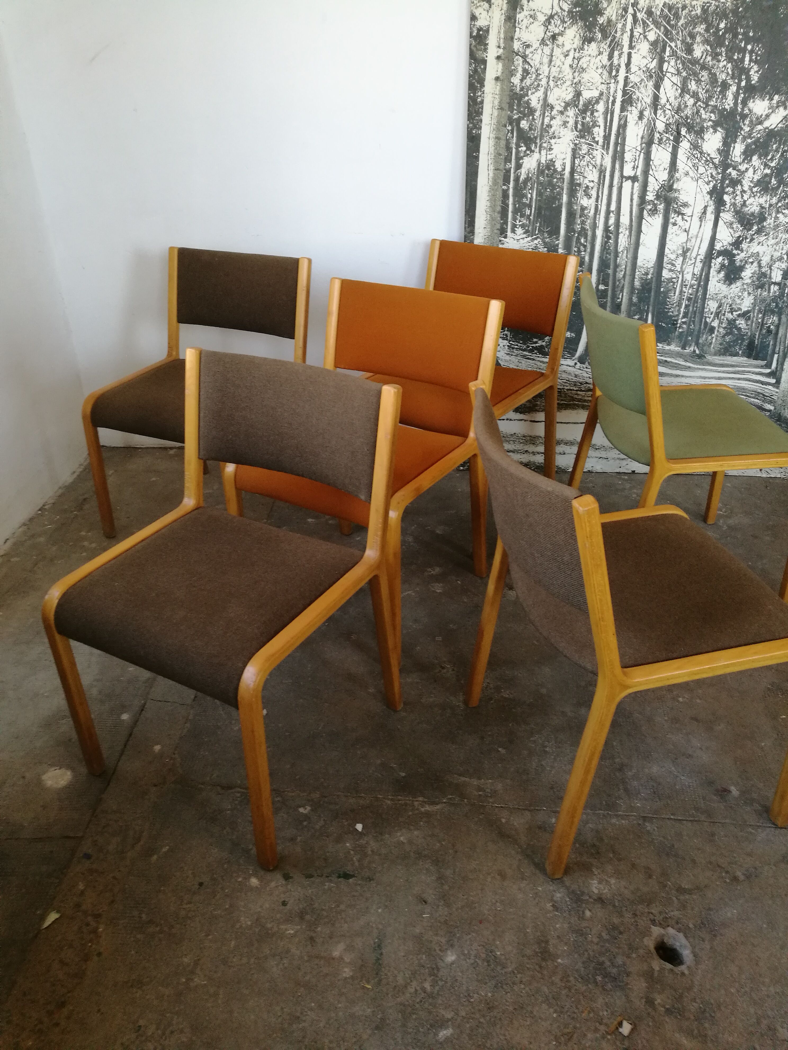 Set de 6 chaises scandinave plywood