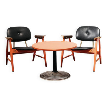 Ensemble de 2 Fauteuils et Table des Années 70 Design Marco Zanuso Pour Poltronova