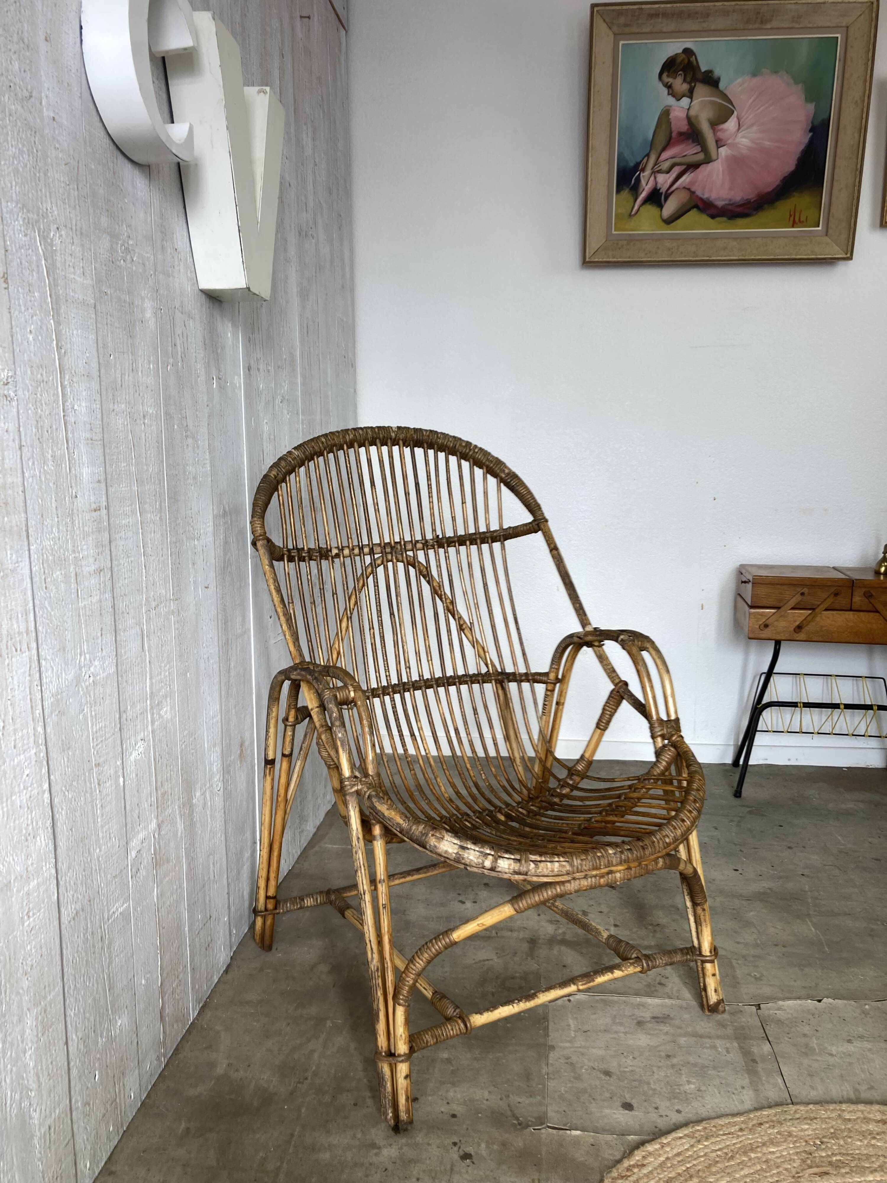 Vintage rattan armchair