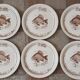 Flat fish service and 6 plates - Gien earthenware