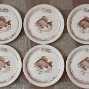 Service à poisson plat et 6 assiettes - faience de gien