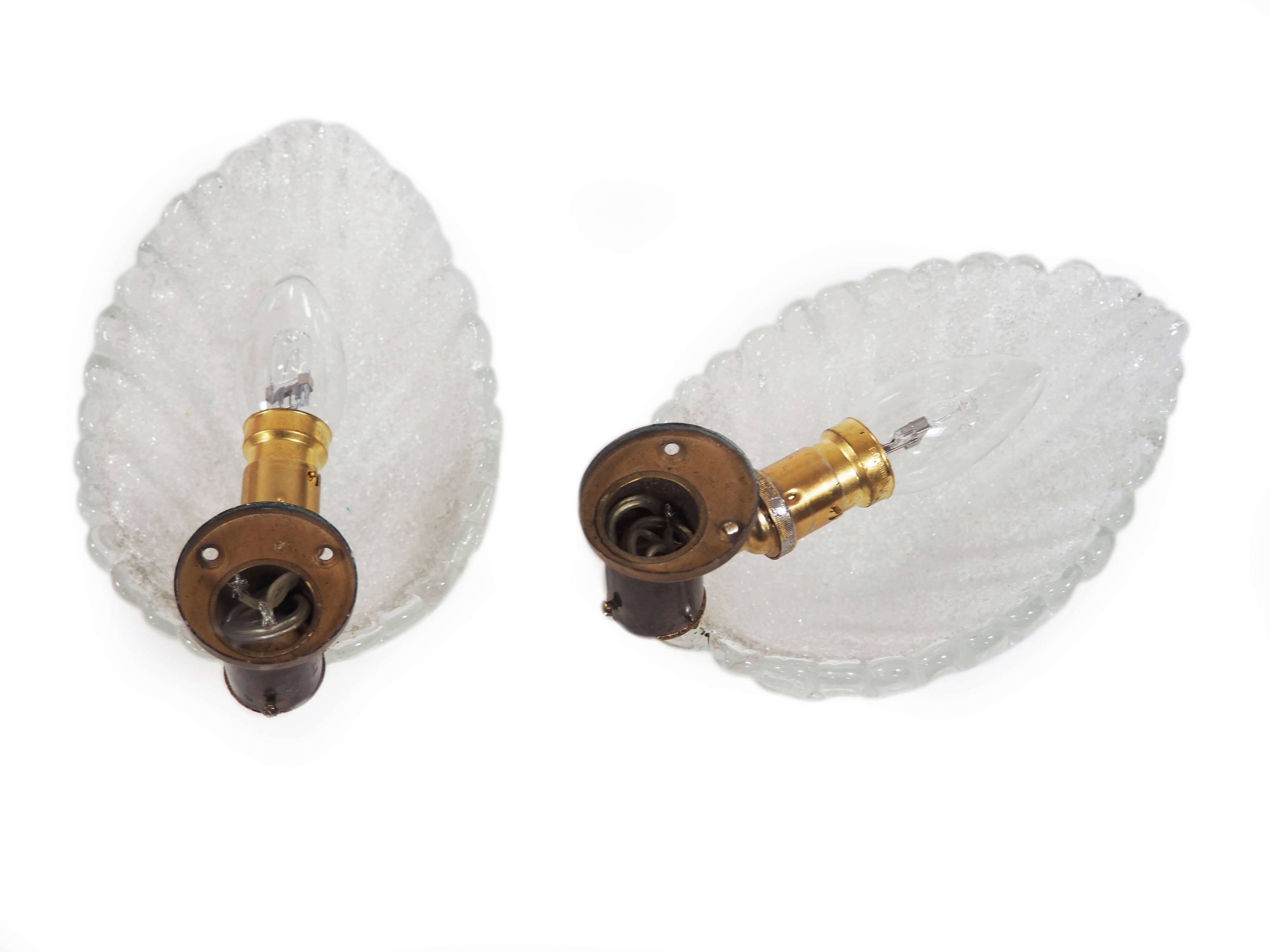 Paire d'appliques feuille Barovier Murano
