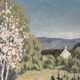 Oil on canvas "Bridge over the stream", signed Chauveau 1968